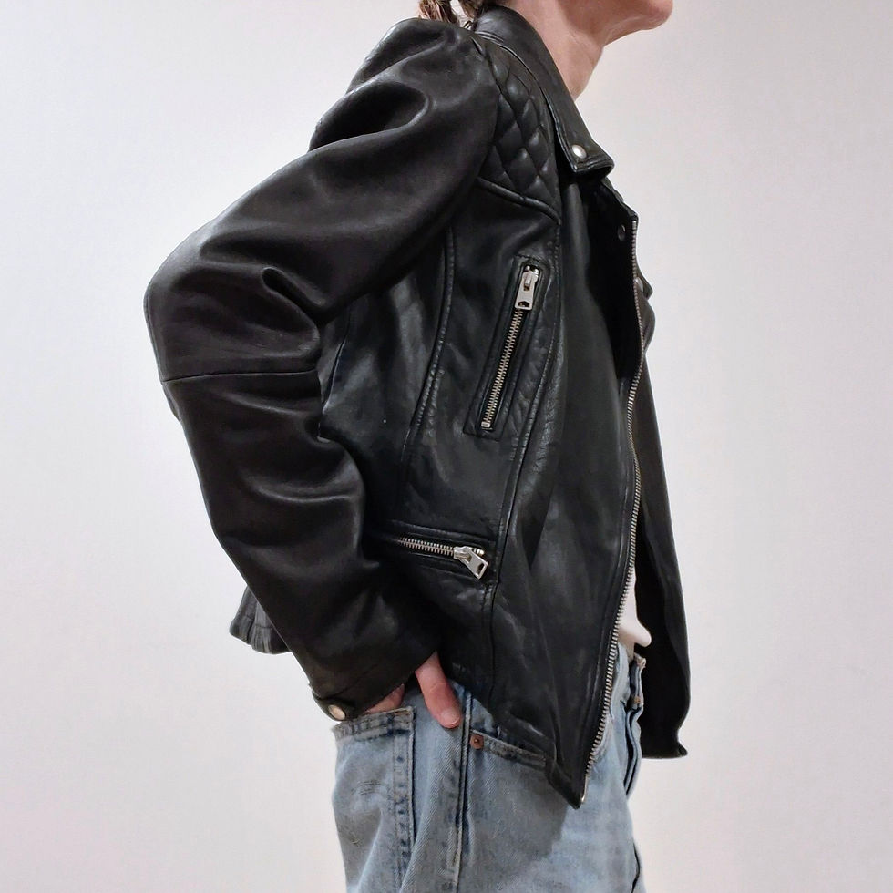 Thumbnail: AllSaints 'Catch Biker' Black Leather Jacket Size 42