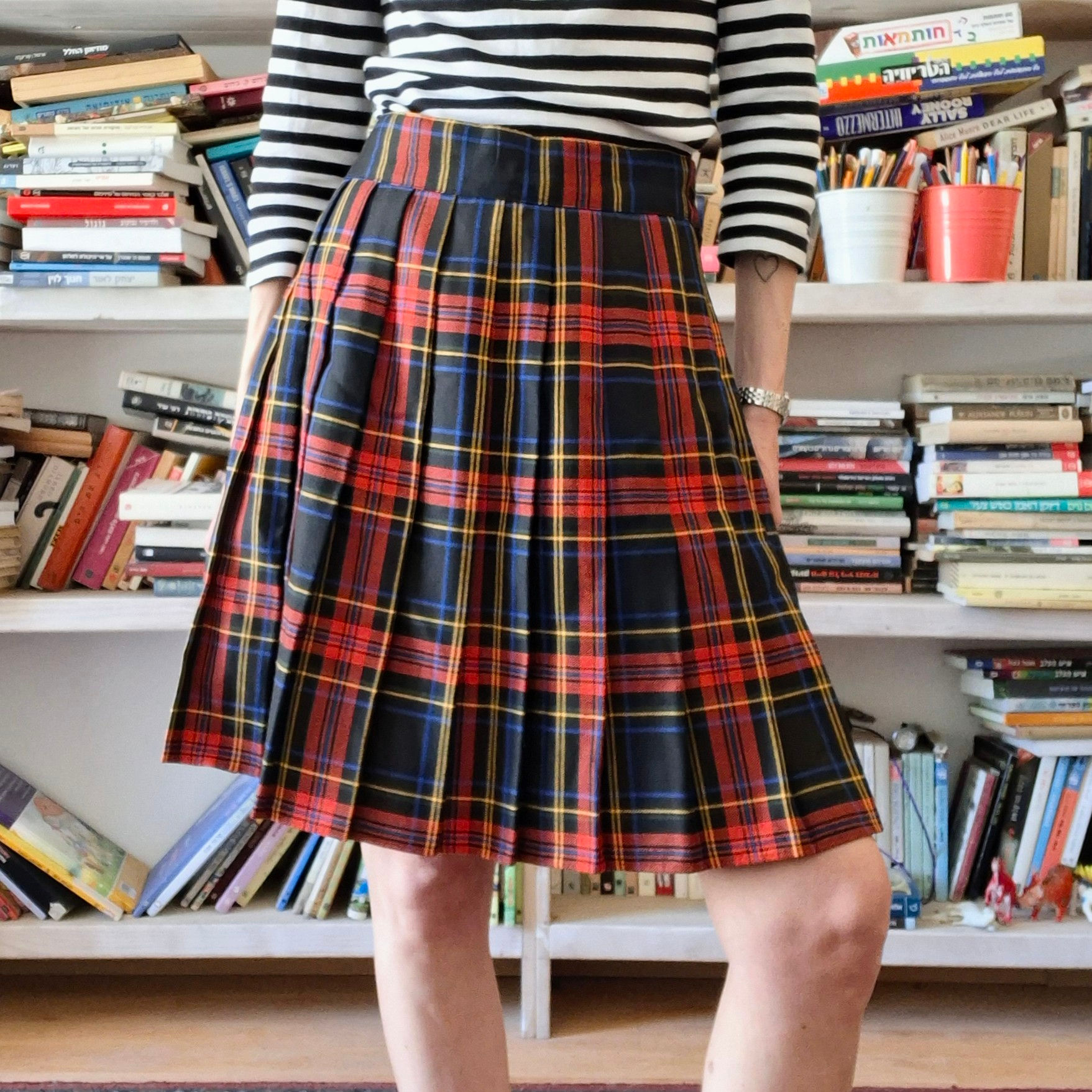 Vintage Park Avenue Tartan Pleated Skirt Size M