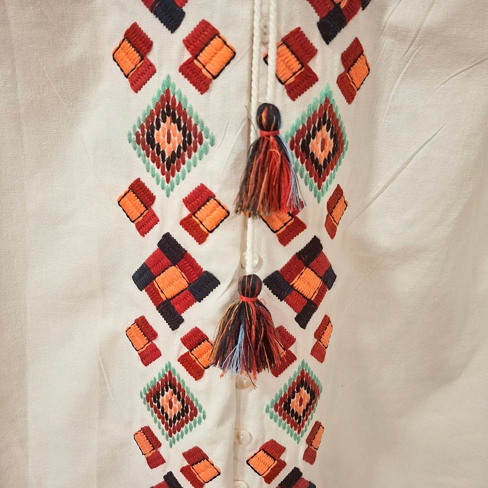 Thumbnail: Embroidered Boho Tasseled Midi Dress Size M/L