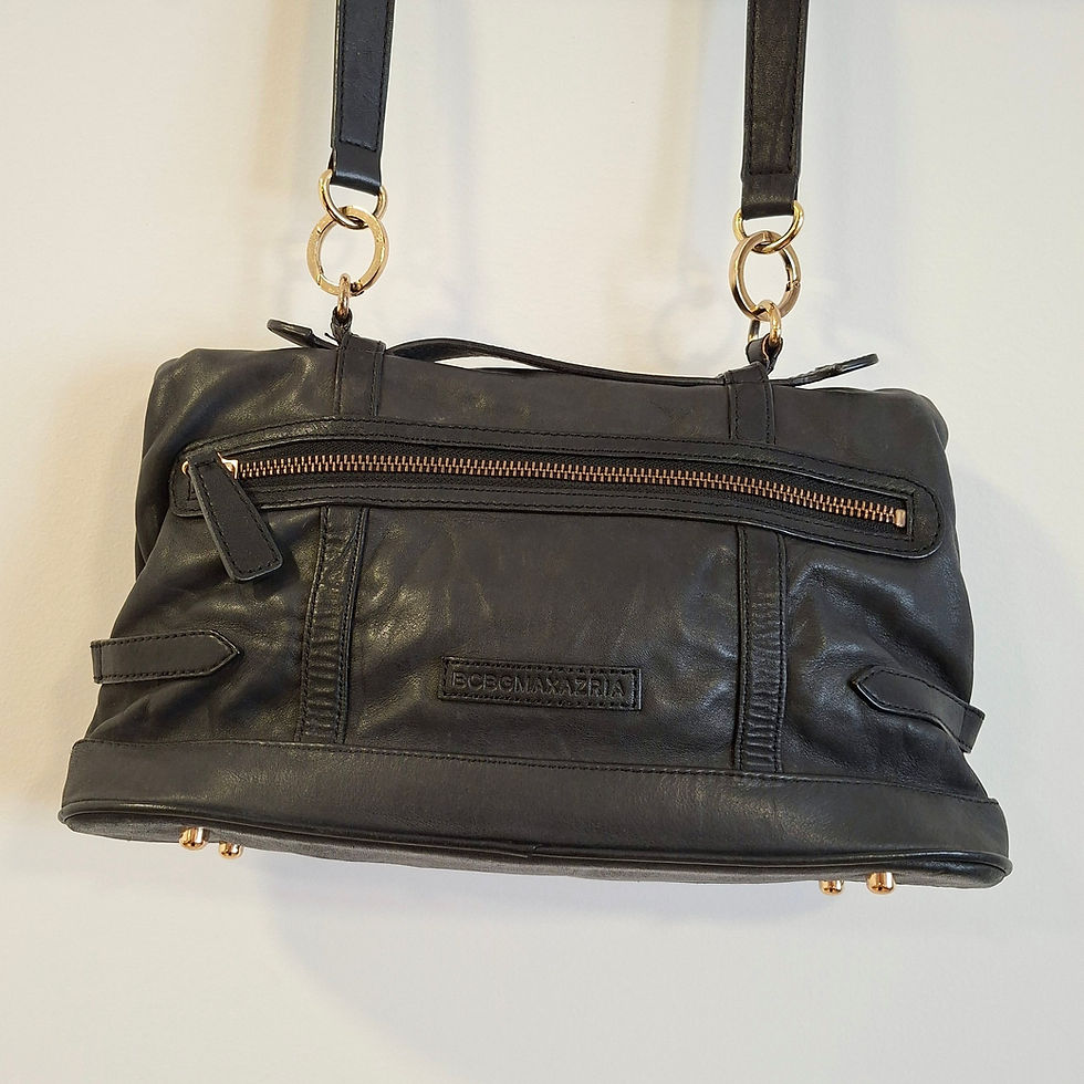 Thumbnail: BCBGMaxAzria Black Soft Leather Foldover Satchel Bag