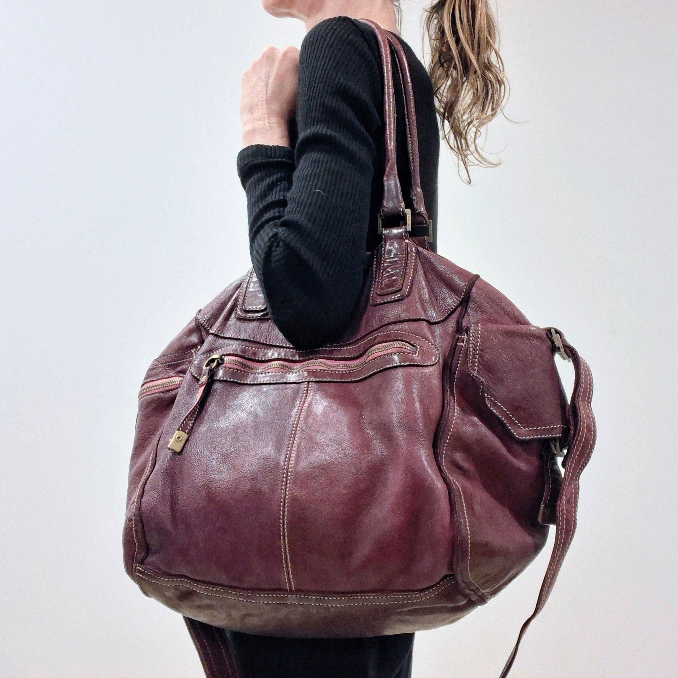 Sissi Rossi Y2K Deep Plum Leather Bag