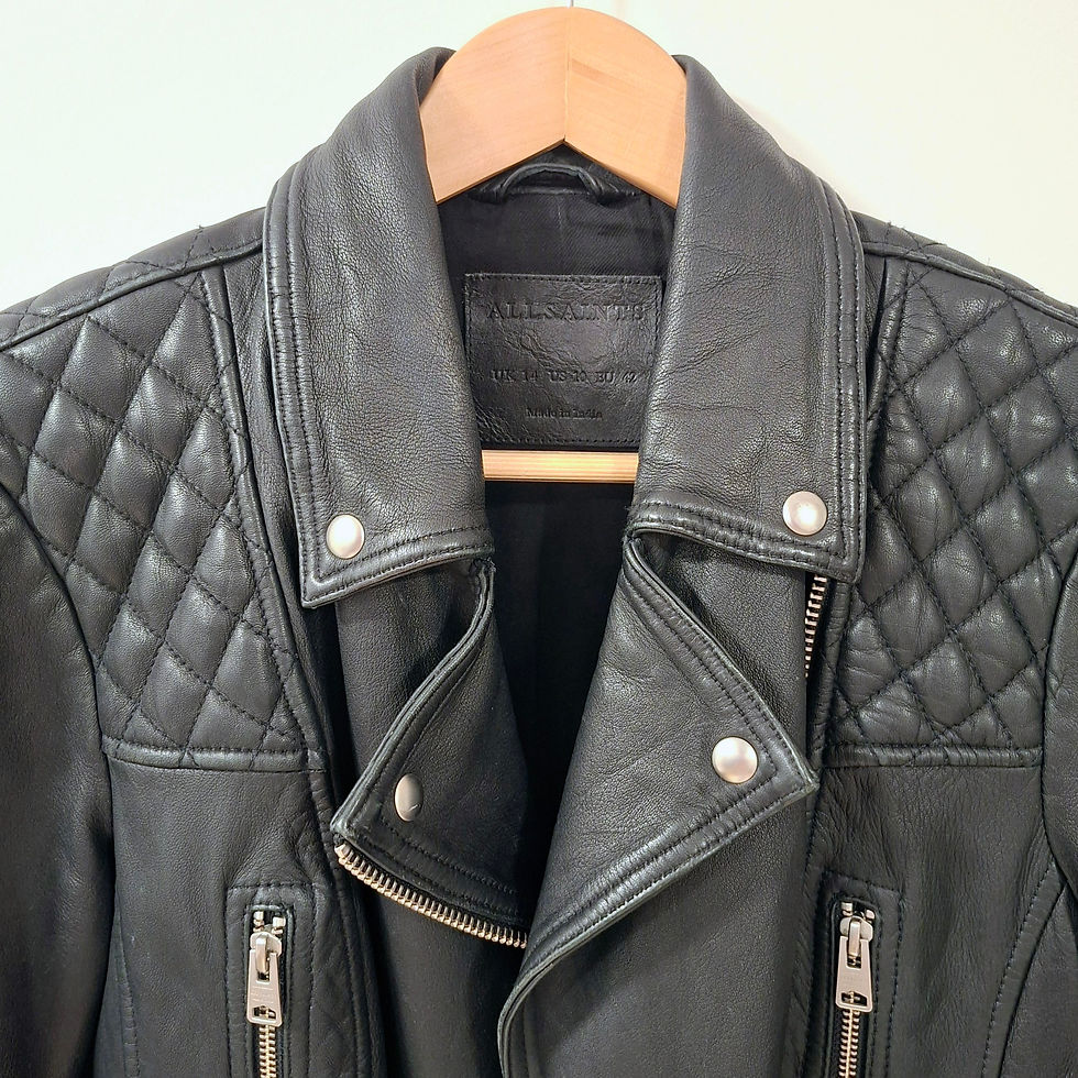 Thumbnail: AllSaints 'Catch Biker' Black Leather Jacket Size 42