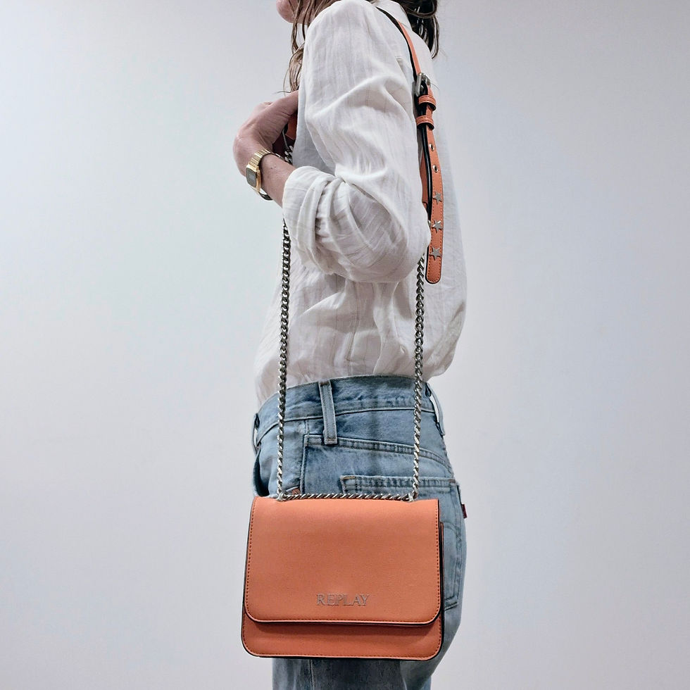 Thumbnail: REPLAY Orange Faux Leather Crossbody Flap Bag