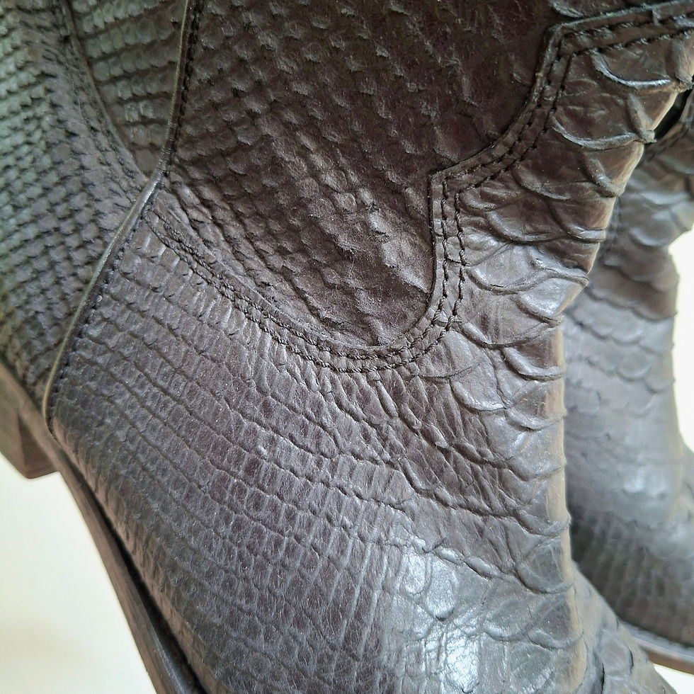 Thumbnail: Zara Black Snakeskin Leather Ankle Boots Size 38