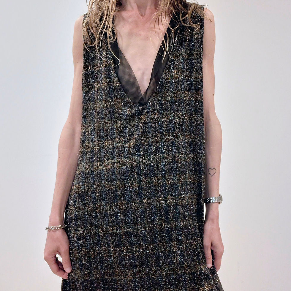 Thumbnail: Vintage Dorin Frankfurt Glitz Bronze Midi Dress Size M/L