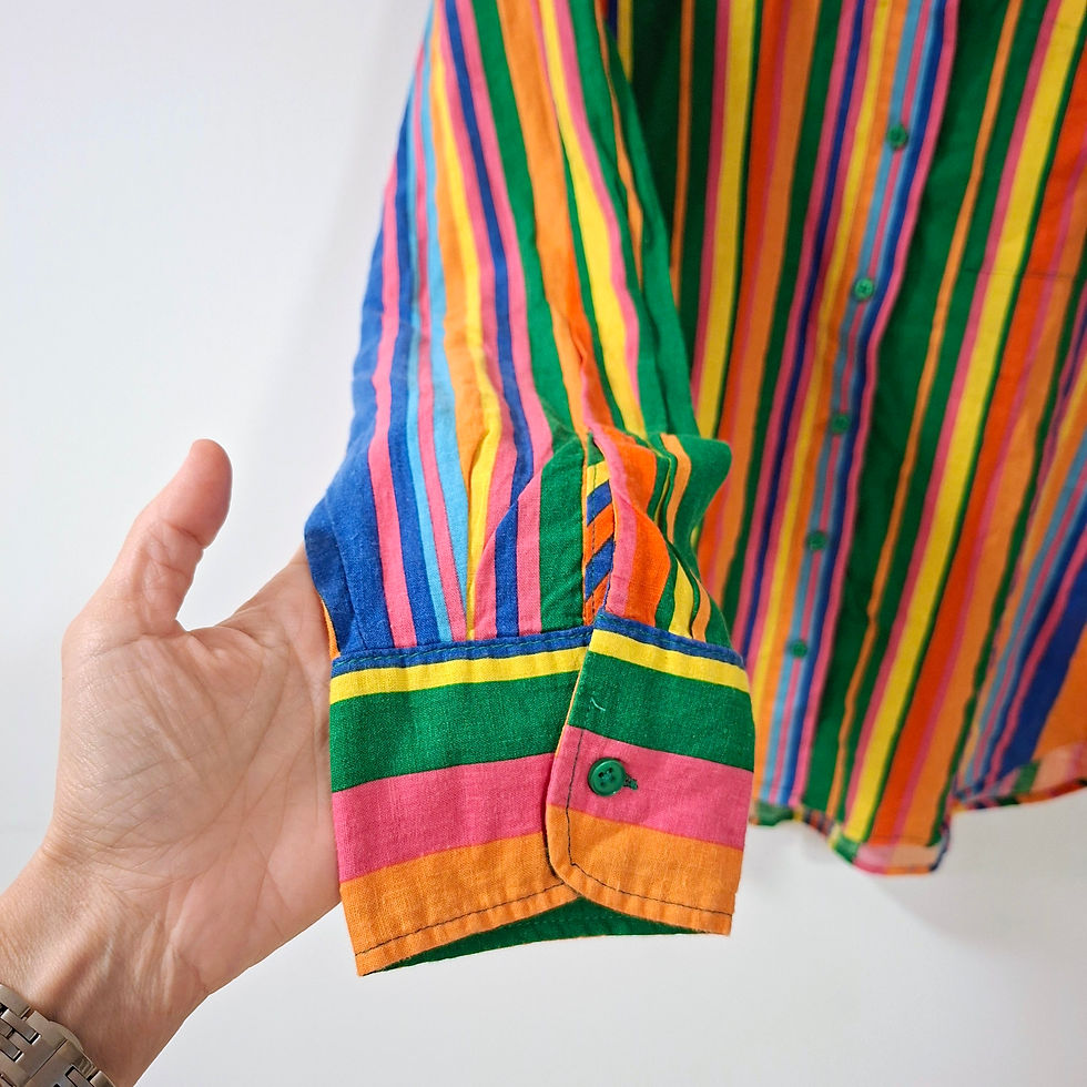 Thumbnail: Piombo Multicolor Striped Linen-Blend Button-Down Blouse Size 44/L