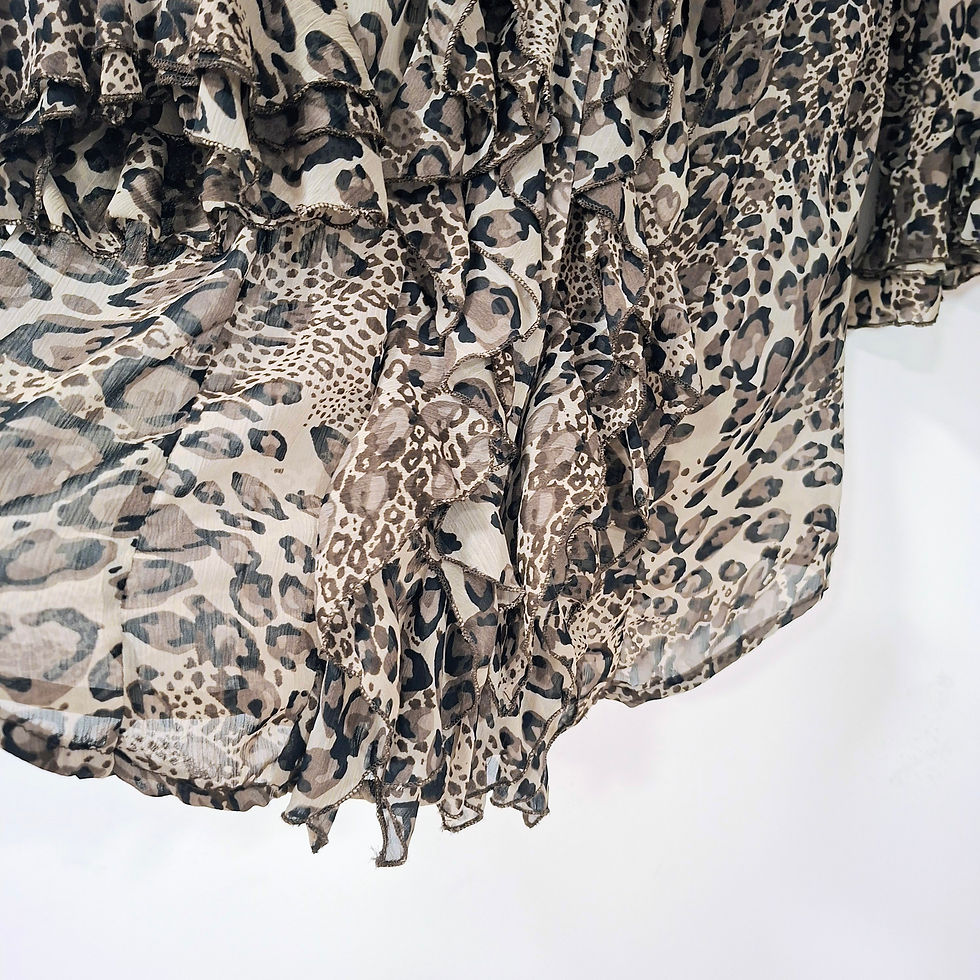 Thumbnail: Leopard Print Ruffled Blouse Size M/L