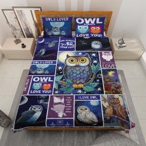 Vintage Cute Owl Quilt Bedding Set