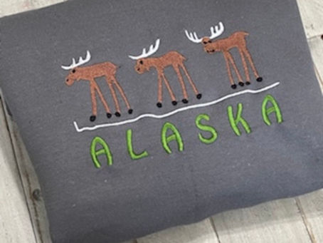 Alaska Embroidered Crewneck National Park 3 design