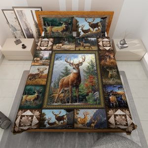 Retro Deer Hunting Quilt Bedding Set