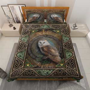 Vintage Modern Owl Quilt Bedding Set Forest Animals