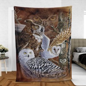Vintage Owl Baby Throw Blanket Wildlife Animals