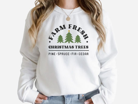 embroidered design related to a Christmas tree farm