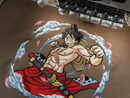 Embroidered Luffy Wano Crewneck Gift One Piece Sweatshirt