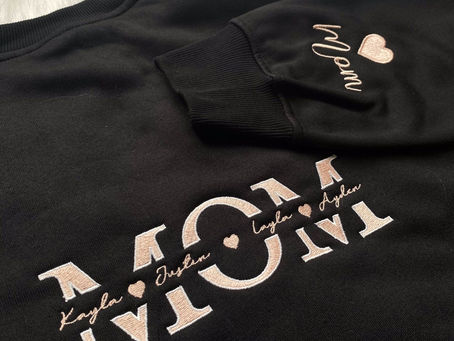 Custom Personalized Embroidered Mom Sweater with Kids' Names
