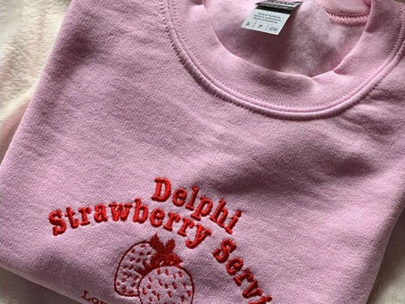 Delphi Strawberry Service Embroidered Sweatshirt Hoodie