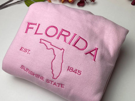 Florida Embroidered Sweatshirt and T-Shirt: Sun-Kissed Style and Comfort