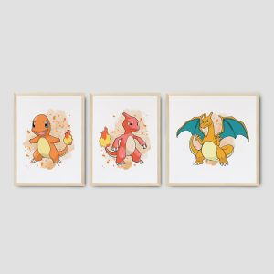 Charizard Evolution Pokémon Digital Art Gift Print