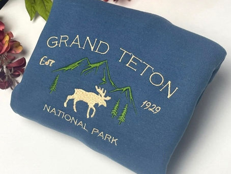 Capture the Splendor of Grand Teton National Park with Our Embroidered Collection