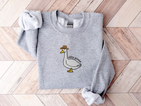 Embroidered Silly Goose Sweatshirt Cowboy Hat