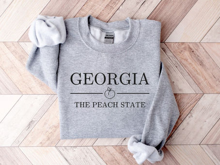 Embroidered Georgia Peach Sweatshirt - Peachy