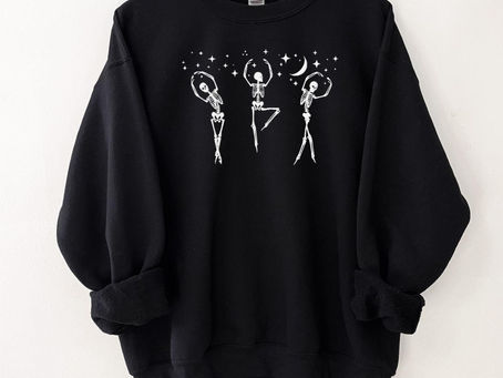 Embroidered Dancing Skeleton Crewneck Sweatshirt
