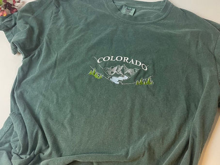 Colorado Embroidered T Shirt Tee Mountain