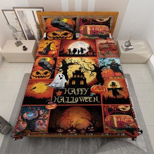 Vintage Spooky Season Pumpkin Halloween Bedding Set
