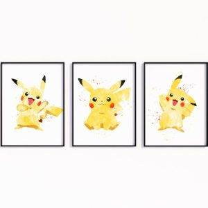 Pikachu Printable Watercolor Art Set of 3