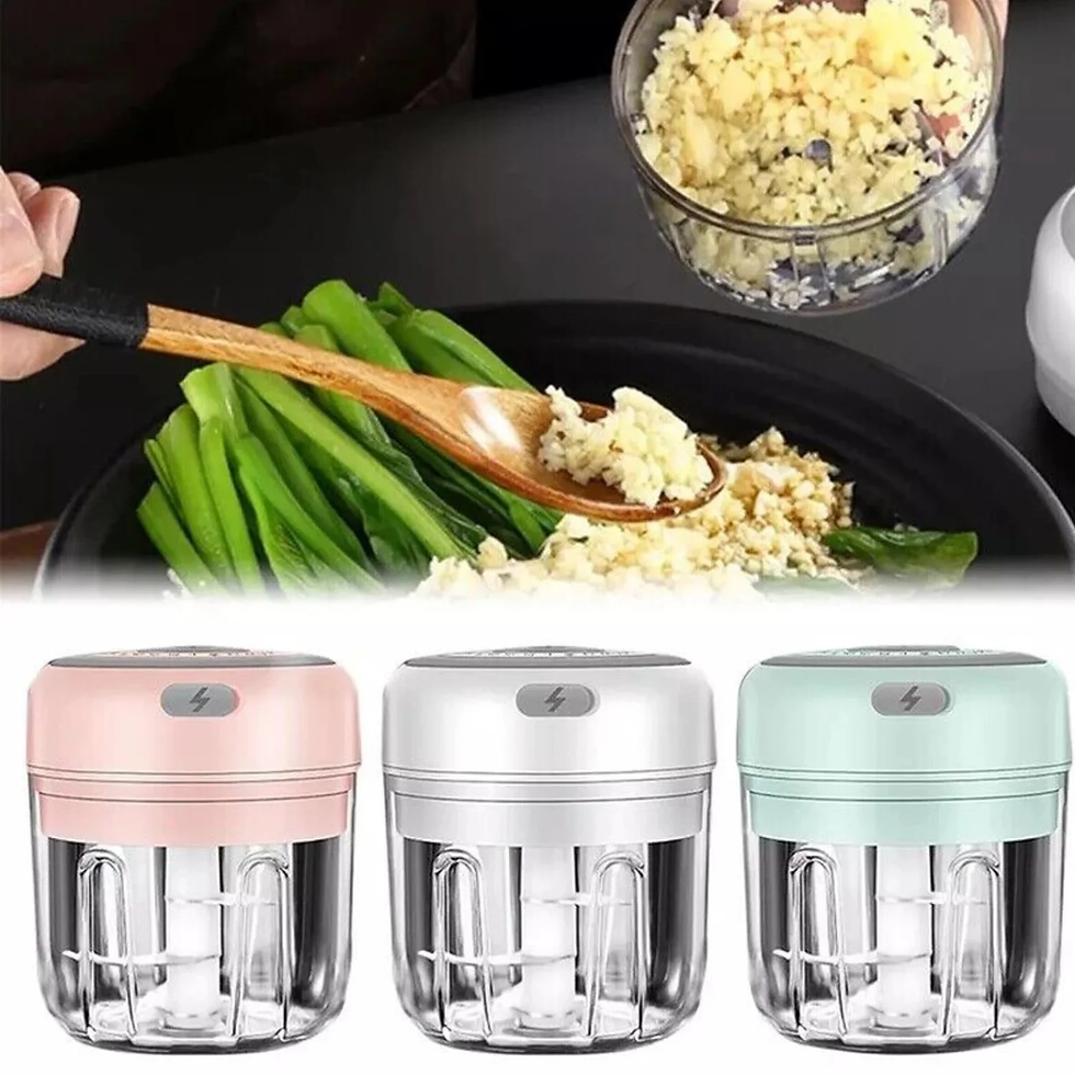 Thumbnail: Electric 300ML Garlic Press Chopper Chili Onion Fruits Meat Mincer Blender Mixer