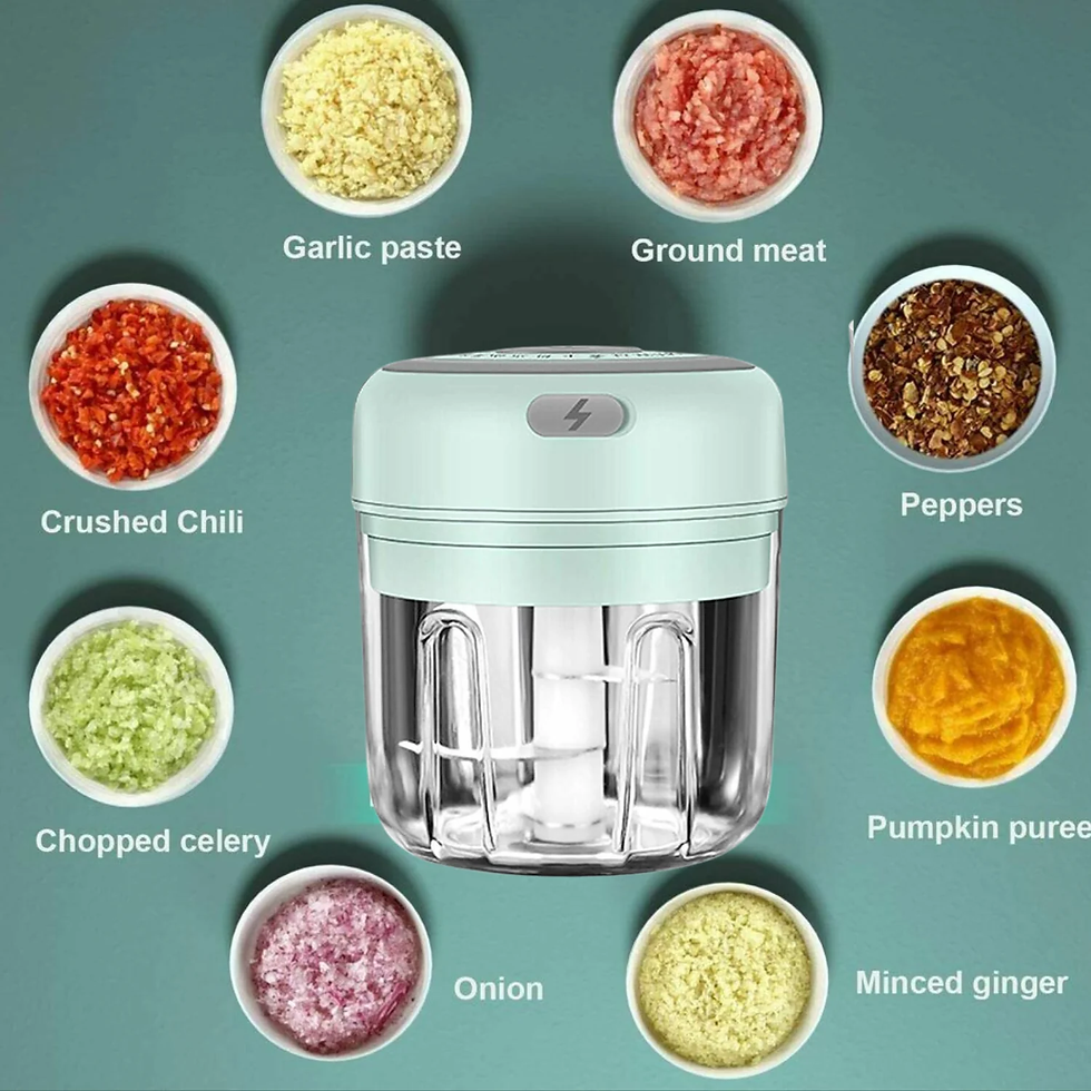 Thumbnail: Electric 300ML Garlic Press Chopper Chili Onion Fruits Meat Mincer Blender Mixer
