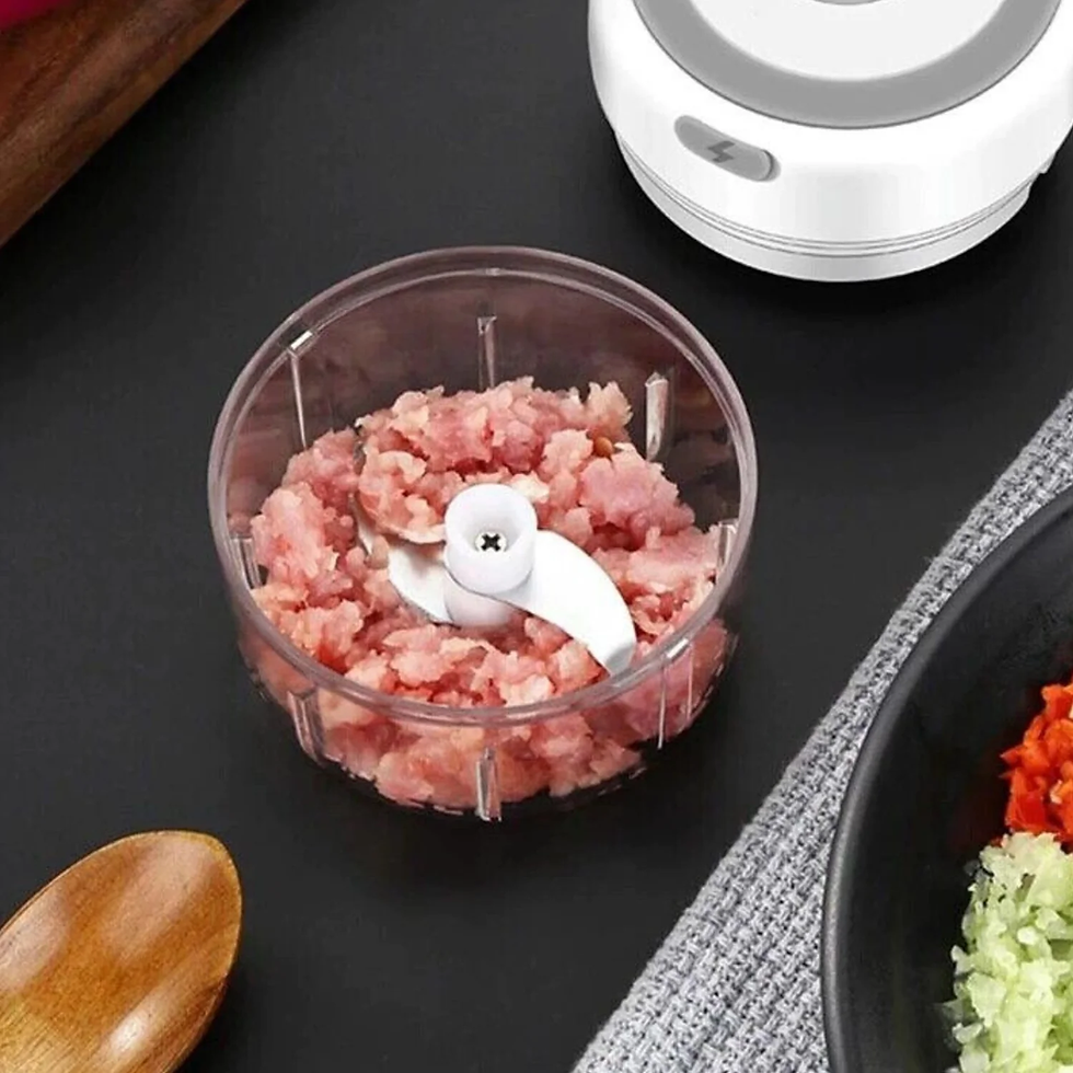 Thumbnail: Electric 300ML Garlic Press Chopper Chili Onion Fruits Meat Mincer Blender Mixer
