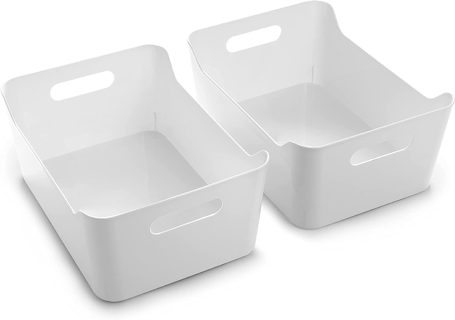 Plastic Storage Bins, Large - 2 Pack, White - Storage Containers Bins