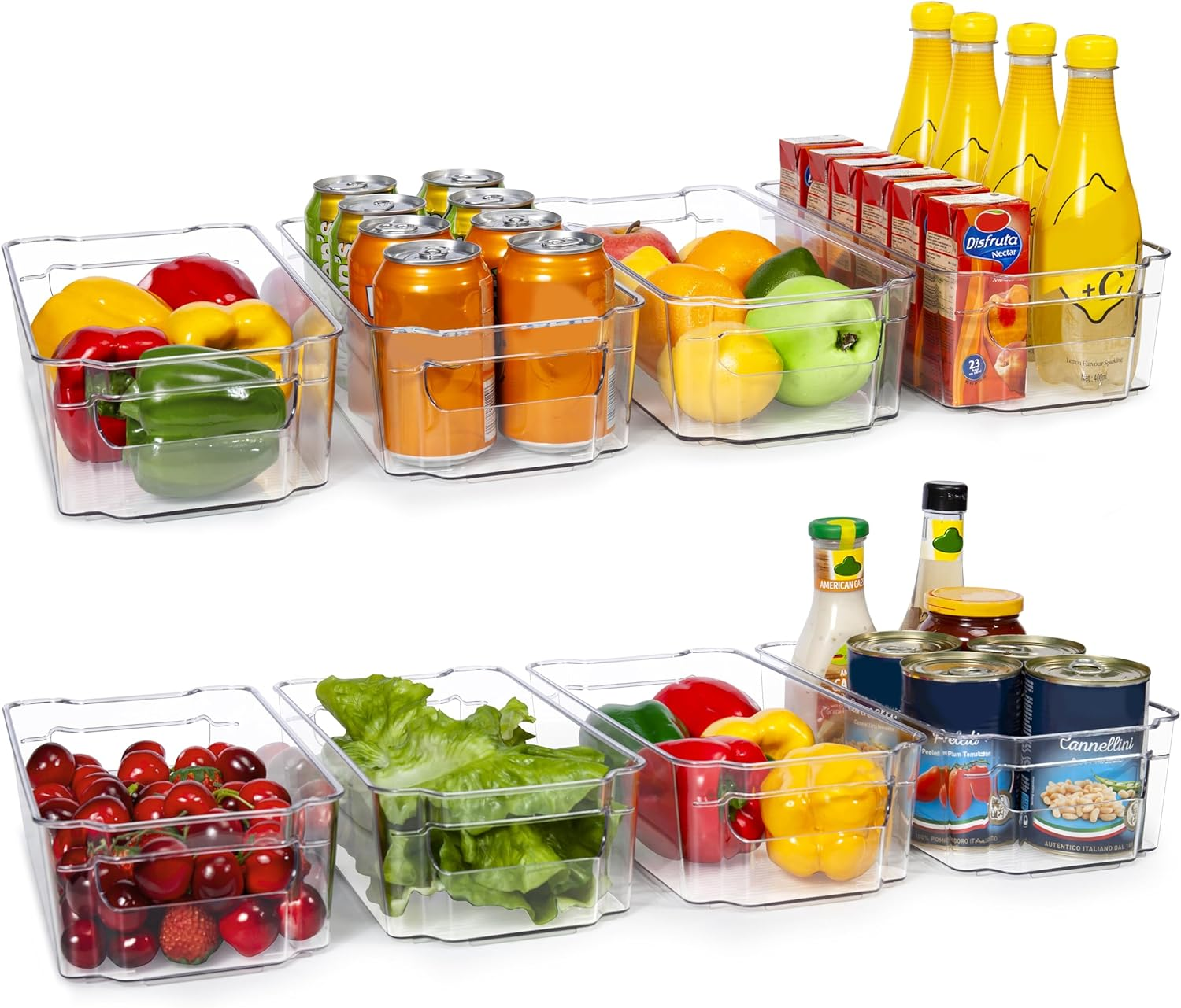 Refrigerator Organizers and Storage - 8Pcs Clear Plastic Bins for Fridge, Freeze