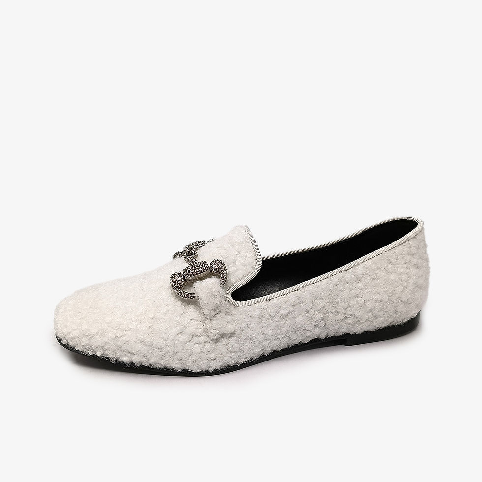 Ballerina - Mocassini in finta pelliccia - Bianco, Nero