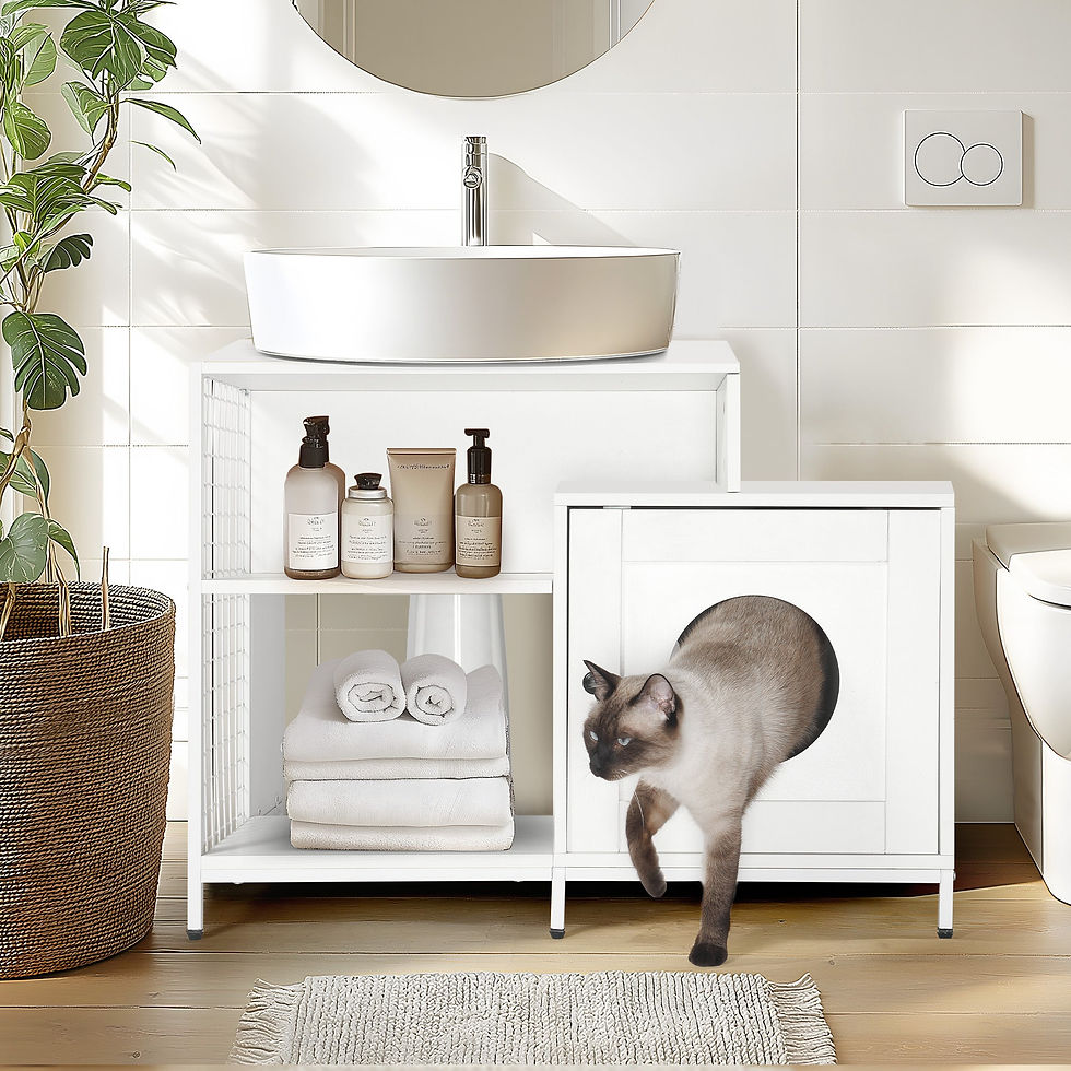 Thumbnail: Cat Litter Box Enclosure for Bathroom, Hidden Litter, Indoor Cat House, White