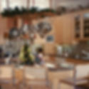 Traditional kitchen with island and hanging pots