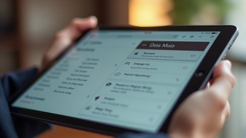 Close-up view of a user-friendly website navigation menu on a tablet