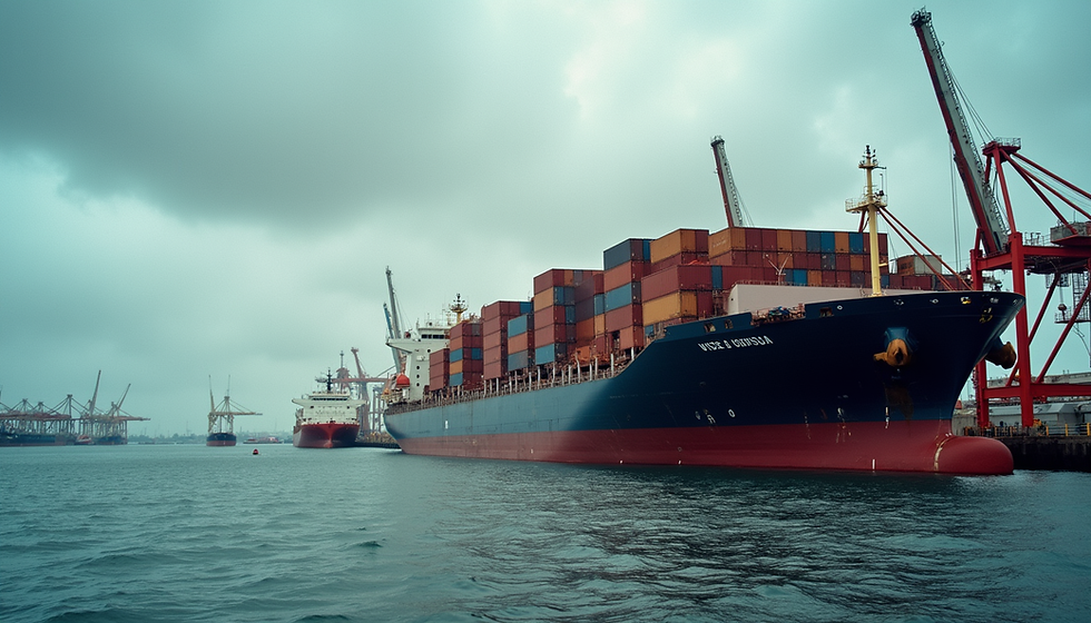 NVOCC sea freight container ship at an international seaport