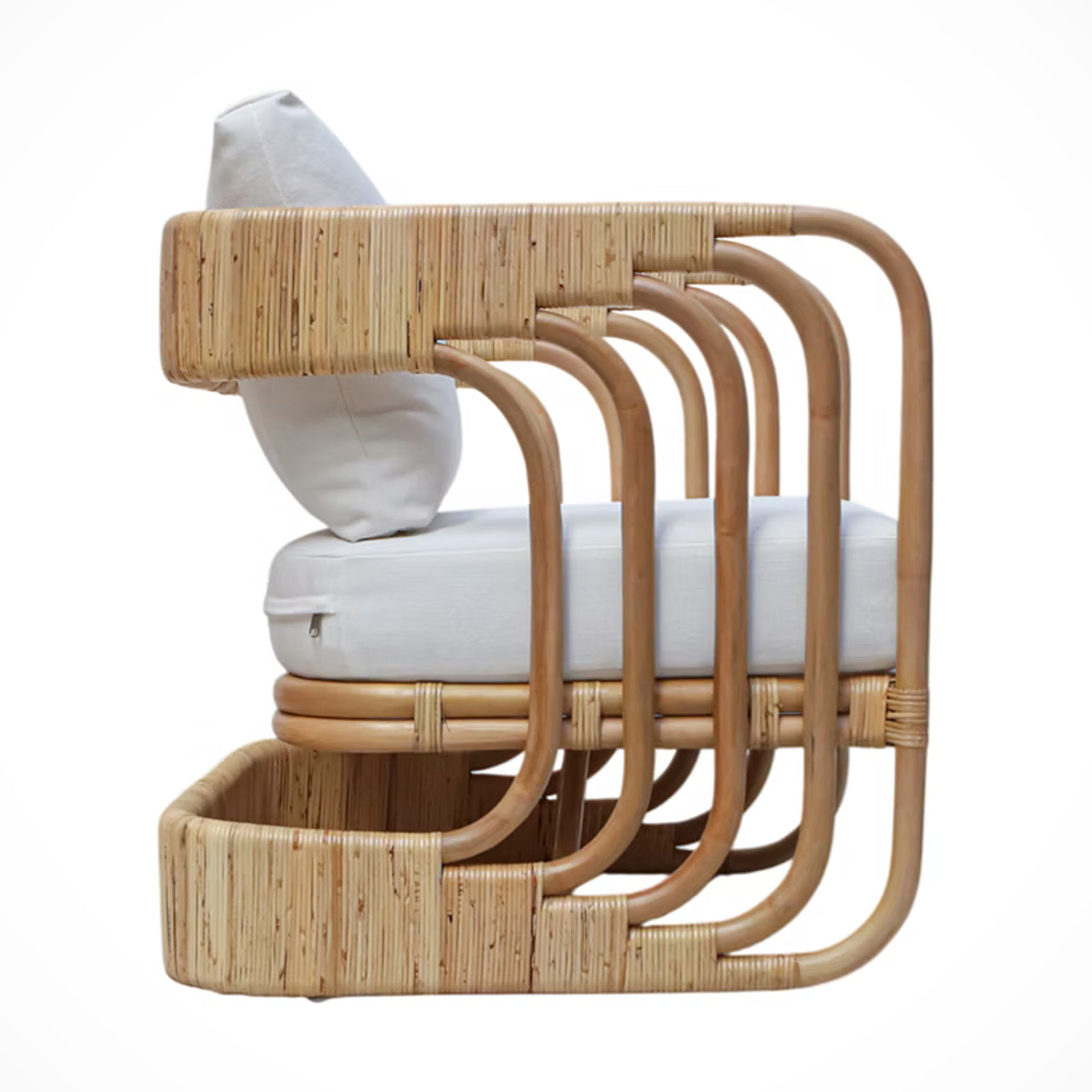 Rattan and white occasional chair