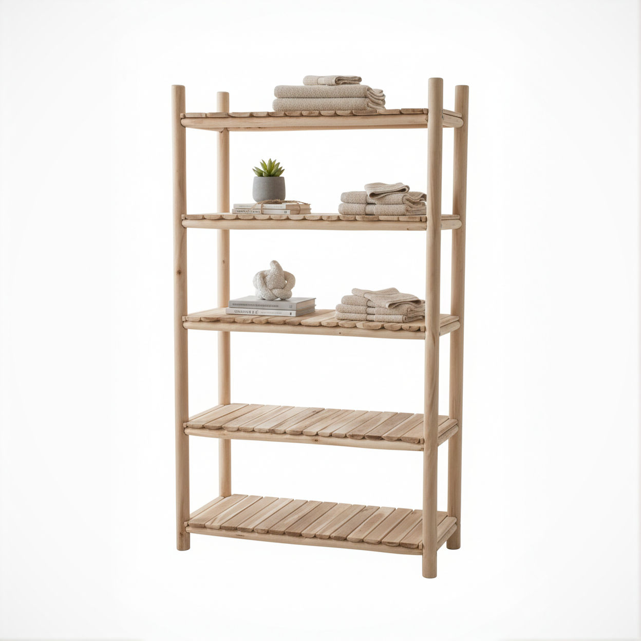 Natural wood shelf