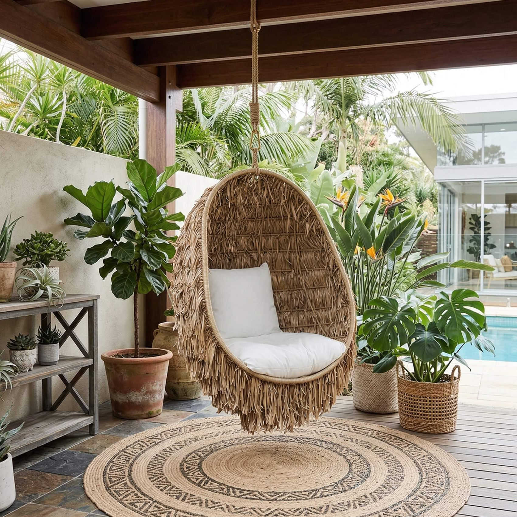 Outdoor rattan hanging chair