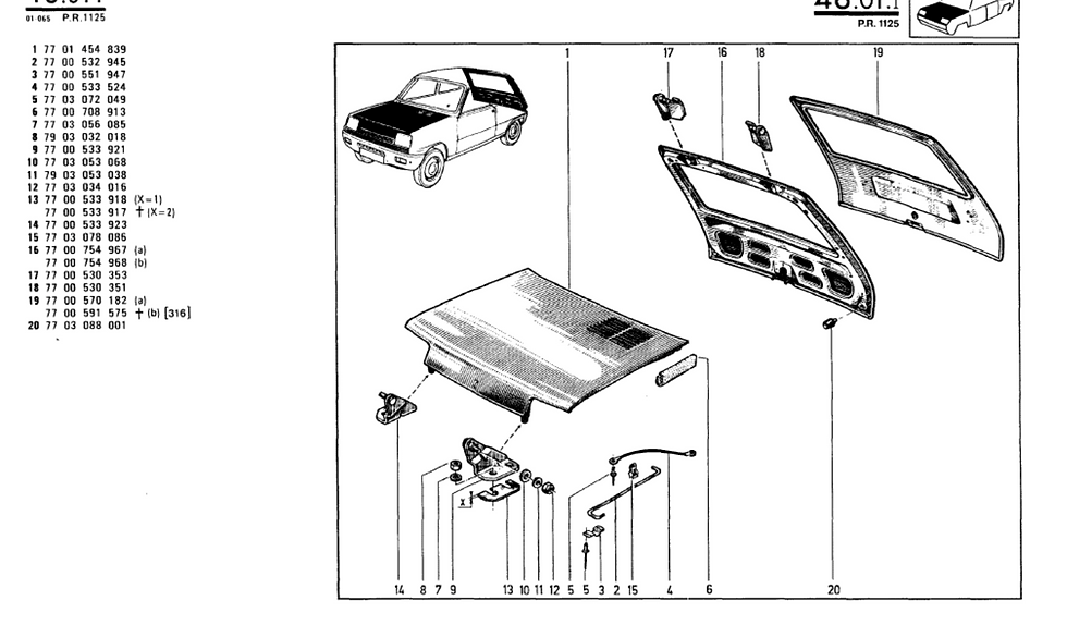 Miniature : Cable capot Renault 5 R5 7700533524 bonnet wire tie
