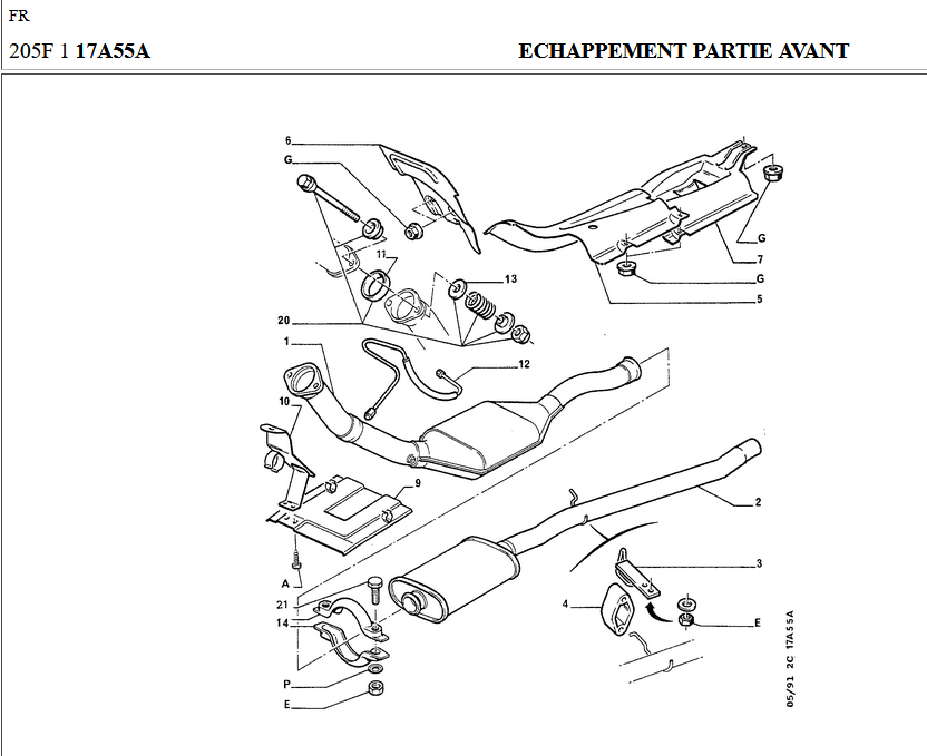 Miniature : Pack collecteur echappement Peugeot 205 GTI exhaust manifold 034194