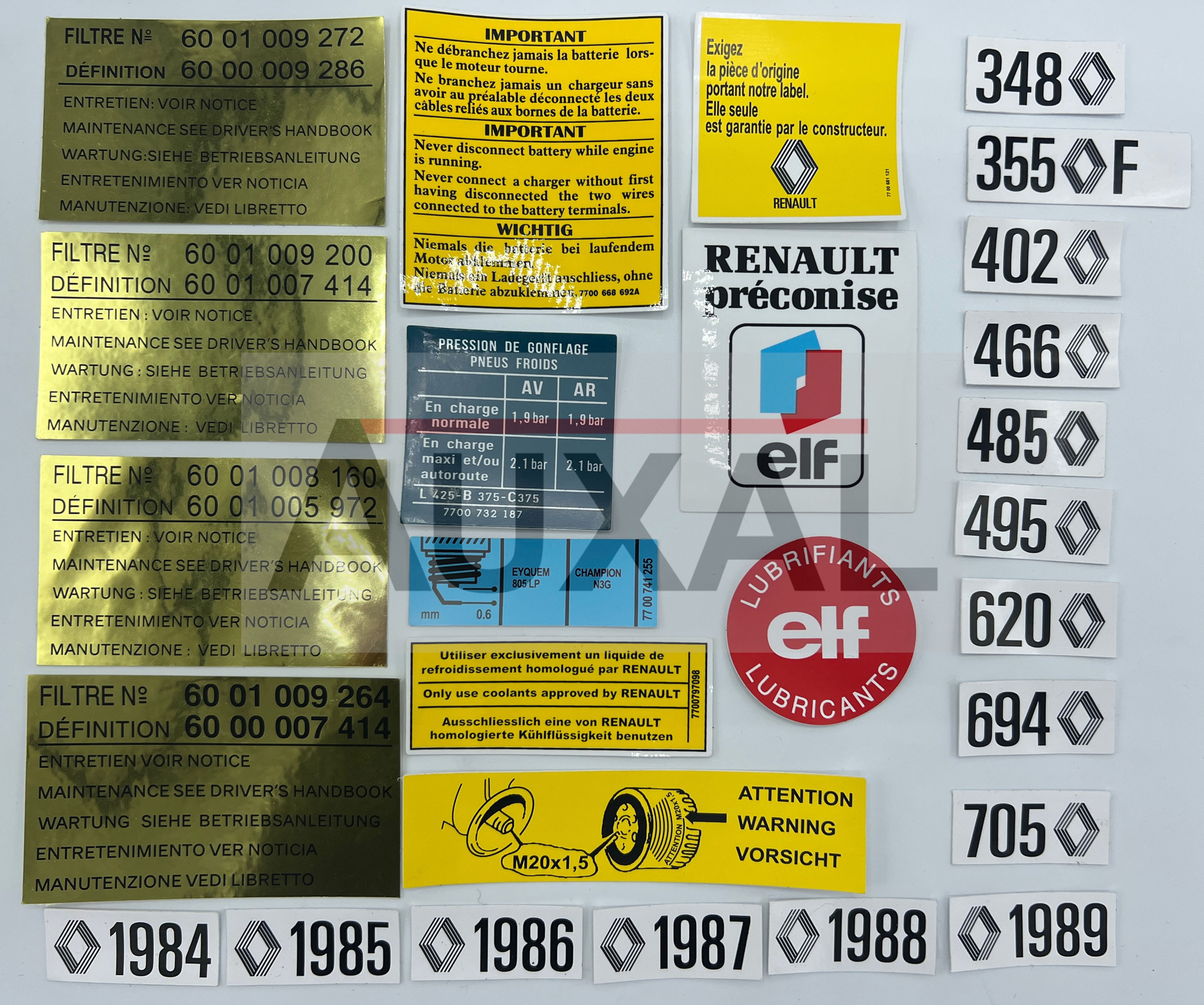 Kit sticker compartiment moteur Renault 9 11 R9 R11 Turbo engine bay