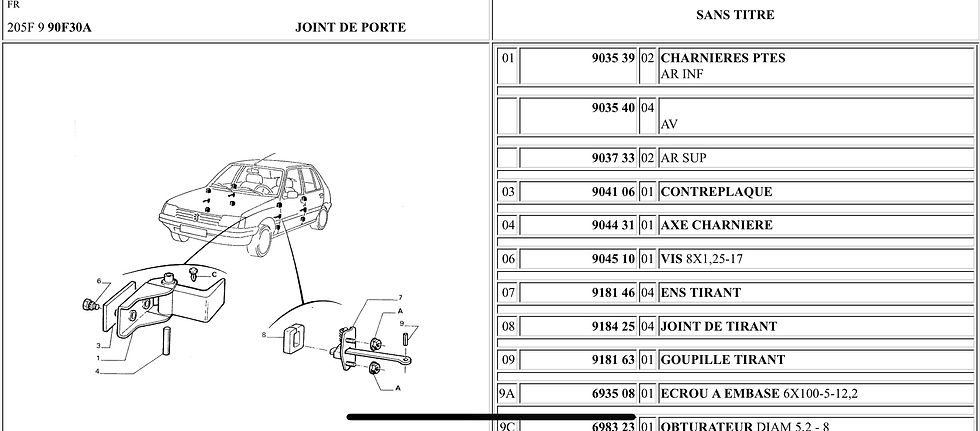 Miniature : Goupille axe tirant porte door hinge pin 205 GTI 918163 9181.63