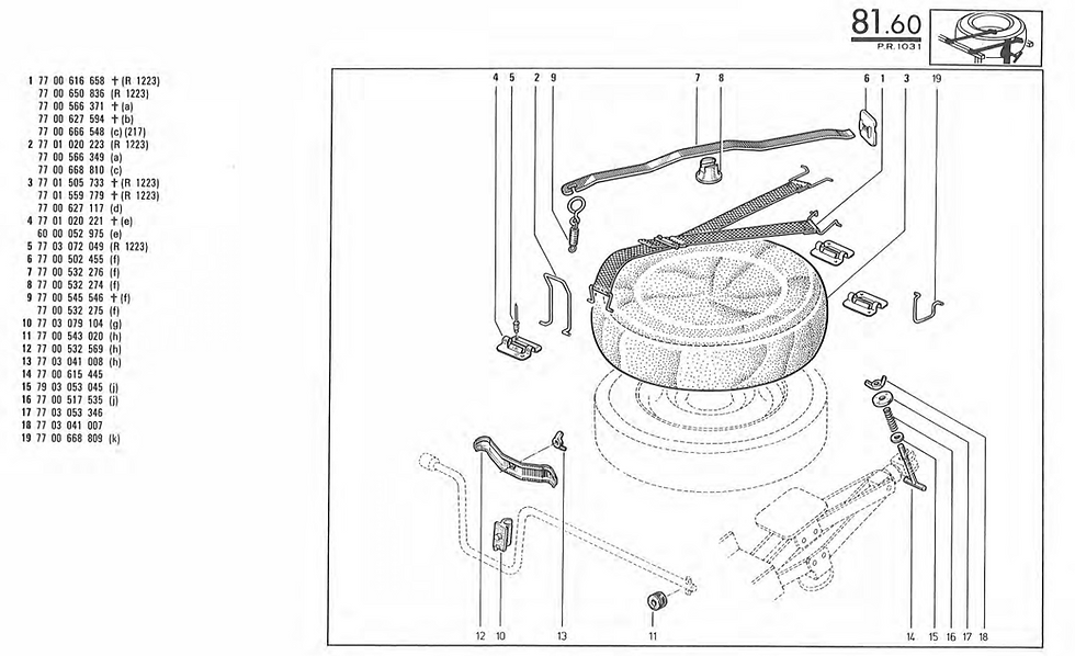 Sangle roue secours Renault 5 R5 Alpine 7700616658 7700650836 spare wheel