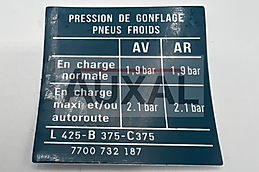 Sticker autocollant pression gonflage Renault 9 11 R9 R11 7700732187