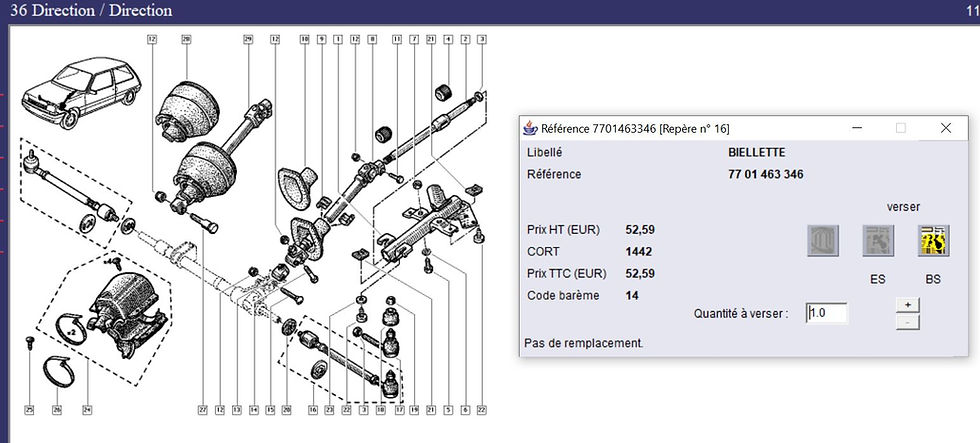 Rotule axiale biellette direction  Super 5 GT Turbo  steering rod end 7701463346
