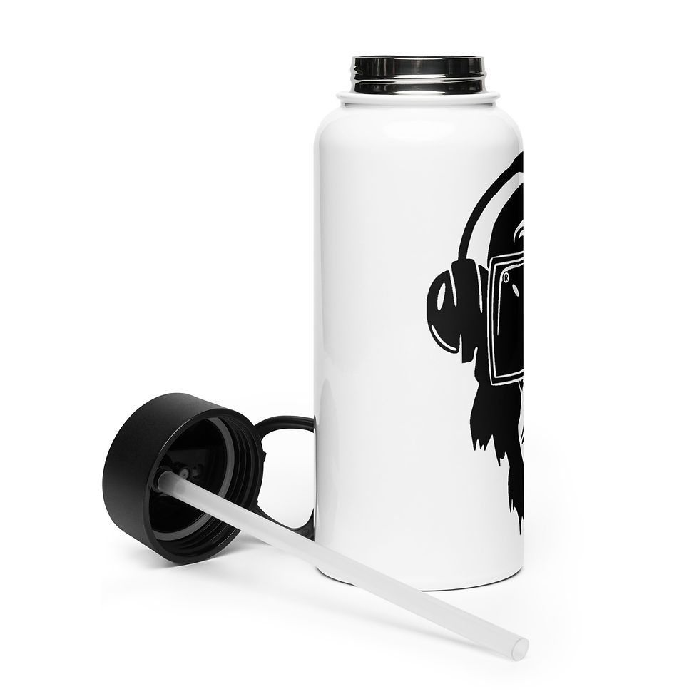 Thumbnail: VR MONKEYS® - Stainless steel water bottle with a straw lid